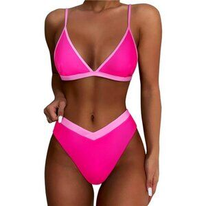 Women Triangle High Cut Bikini Sets Sexy High Waisted 2 Piece Swimsuit